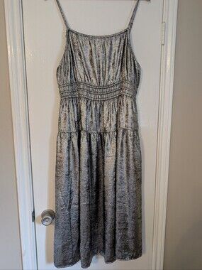 Silver Metallic Spaghetti-Strap Dress